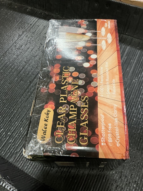 Photo 1 of Walee Koky Plastic Champagne Flutes, 36 PCS Clear Disposable Wine Glasses Reusable Plastic Cocktail Cups for Home Daily Life Party Birthday Wedding Toasting Drinking Champagne(6 oz)—- MISSING TWO