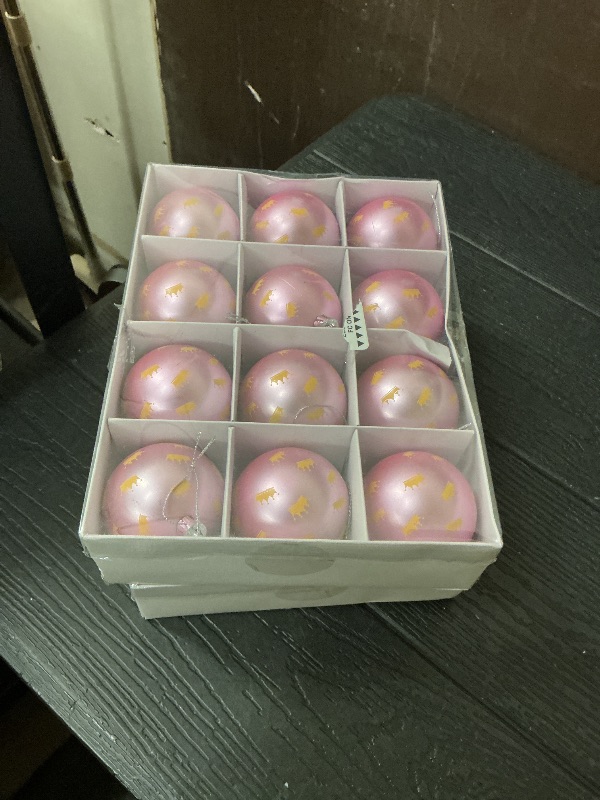 Photo 1 of 24 Pcs 2.4 Inch Pink and Green Witch Christmas Ball Ornament Witch Hat Princess Crown Xmas Tree Hanging Bauble Decoration for Holiday Home Party Supplies