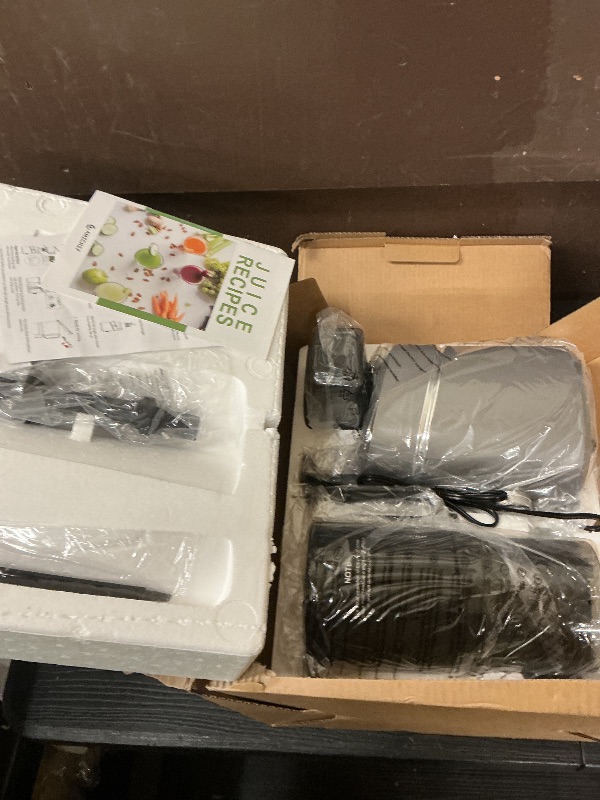 Photo 1 of AMZCHEF Juicer Machines, 5.8" Extra Self-Feeding Cold Press Juicer for Whole Vegetable & Fruit, Juice Extractor Machine with Large Auger & Triple Strainers, Easy to Clean, High Juice Yield, Grey