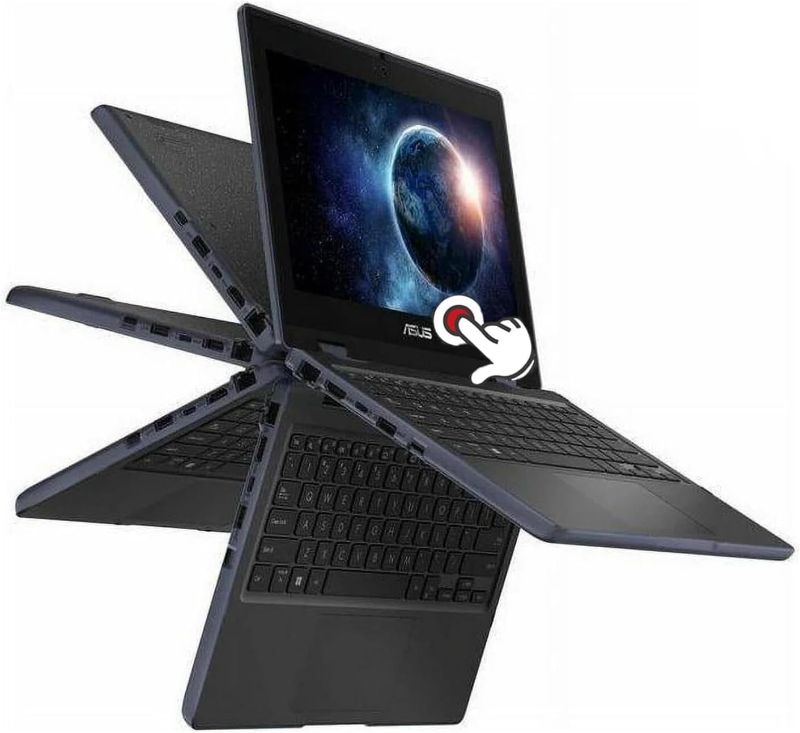 Photo 1 of ASUS 11.6" HD 2 in 1 Touchscreen Laptop, Intel Celeron N100 Processor, 4GB RAM 128GB SSD, 256gb 9H Docking Station, Webcam, Wi-Fi 6, Bluetooth 5.1, HDMI, Windows 11 Pro, Mineral Gray