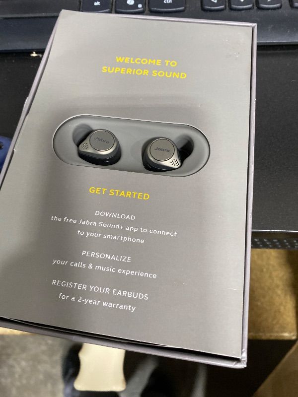 Photo 1 of Jabra Elite 75t– True Wireless Earbuds with Charging Case, Titanium Black – Active Noise Cancelling Bluetooth Earbuds with a Comfortable, Secure Fit, Long Battery Life, Great Sound