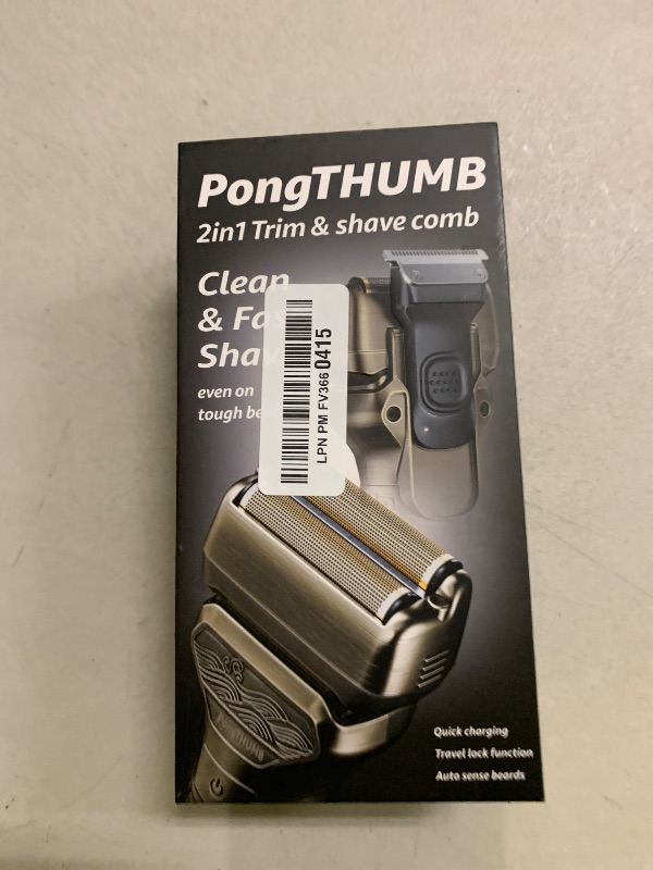 Photo 1 of PongTHUMB Electric Razor for Men with Pop-Up Trimmer: Rechargeable Cordless Foil Shaver for Face - Wet/Dry/Anti-Slip Waterproof Shavers with LED Display - Metal Handheld Design Gold