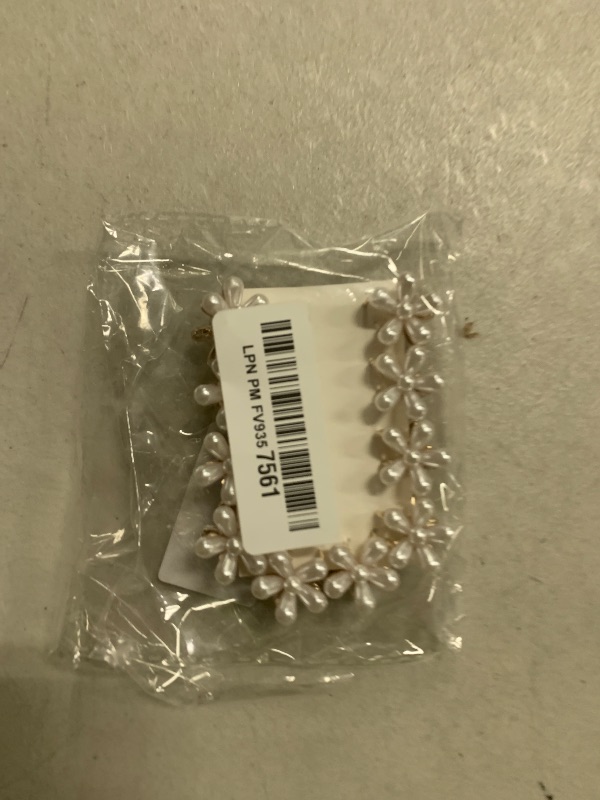 Photo 1 of 10 Pcs Small Mini Pearl Claw Clips with Flower Design, Sweet Artificial Bangs Clips Decorative Hair Accessories for Women Girls