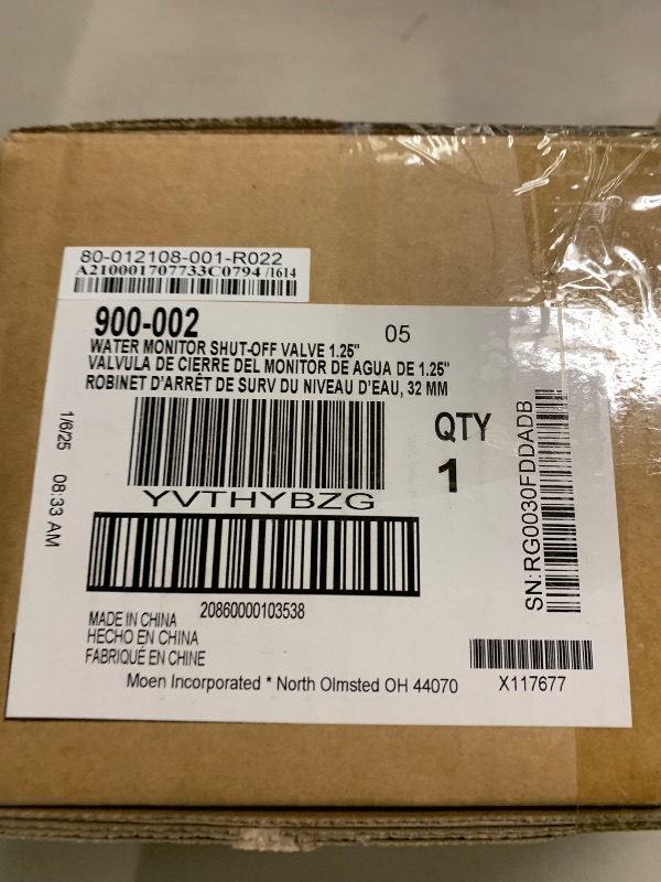 Photo 1 of Moen Flo Smart Water Monitor and Automatic Shutoff Sensor, Wi-Fi Connected Water Leak Detector for 1-1/4-Inch Diameter Pipe, 900-002