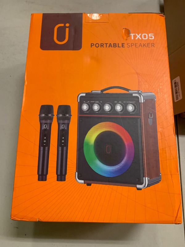 Photo 1 of Karaoke Machine with 2 Microphones: HWWR Portable Karaoke Machine for Adults Kids, Bluetooth 5.3 Party Speaker with Bass/Treble Adjustment, PA System Remote/DJ Lights, Support REC/USB/AUX