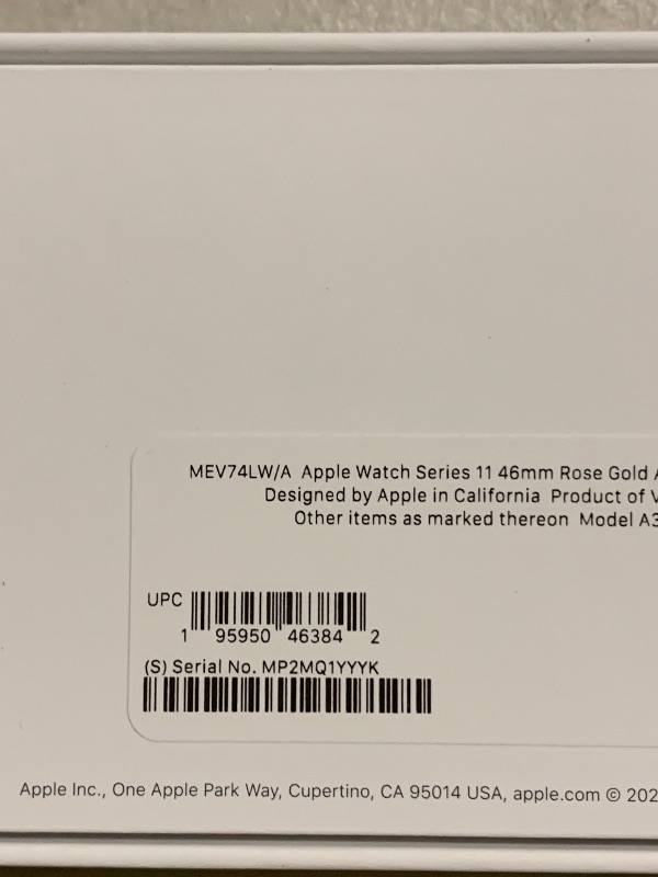 Photo 1 of Apple Watch Series 11 [GPS 46mm] Smartwatch with Rose Gold Aluminum Case with Light Blush Sport Band - M/L. Sleep Score, Fitness Tracker, Health Monitoring, Always-On Display, Water Resistant