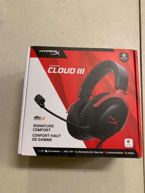 Photo 1 of HyperX Cloud III – Wired Gaming Headset, PC, PS5, Xbox Series X|S, Angled 53mm Drivers, DTS Spatial Audio, Memory Foam, Durable Frame, Ultra-Clear 10mm Mic, USB-C, USB-A, 3.5mm – Black/Red
