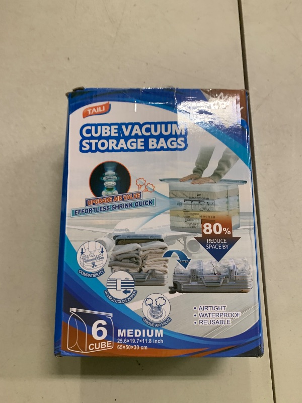 Photo 1 of **USED** INCOMPLETE** TAILINK Cube Vacuum Storage Bags, 2 Pack Medium Size (25x19x11 inch), Vacuum Seal Bags for Clothing, Compression Packing for Clothes, Blankets, Baby Clothes, No Pump Needed