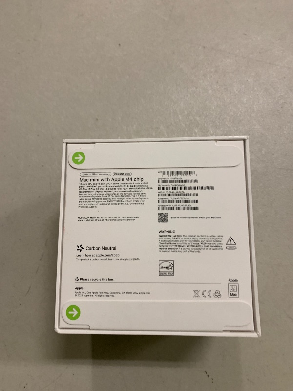 Photo 1 of Apple 2024 Mac mini Desktop Computer with M4 chip with 10?core CPU and 10?core GPU: Built for Apple Intelligence, 16GB Unified Memory, 256GB SSD Storage, Gigabit Ethernet. Works with iPhone/iPad