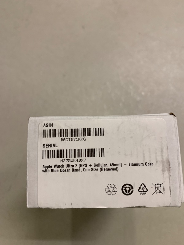 Photo 1 of Apple Watch Ultra 2 [GPS + Cellular, 49mm] - Titanium Case with Blue Ocean Band, One Size (Renewed)