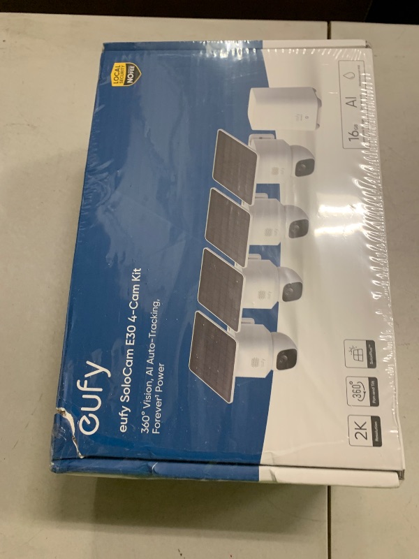 Photo 1 of eufy Security SoloCam E30, 4-Cam Pack Kit, Security Cameras Wireless Outdoor, Solar Camera Outdoor Wireless, 360° Pan, AI Tracking, 2K Clarity, No Monthly Fee