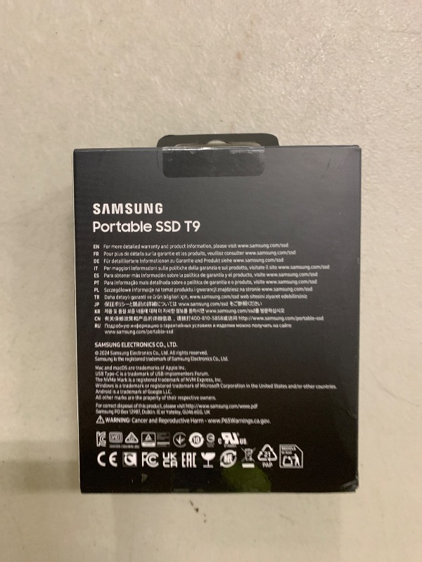 Photo 1 of Samsung T9 Portable SSD 1TB, USB 3.2 Gen 2x2 External Solid State Drive, Seq. Read Speeds Up to 2,000MB/s for Gaming, Students and Professionals, MU-PG1T0B/AM, Black