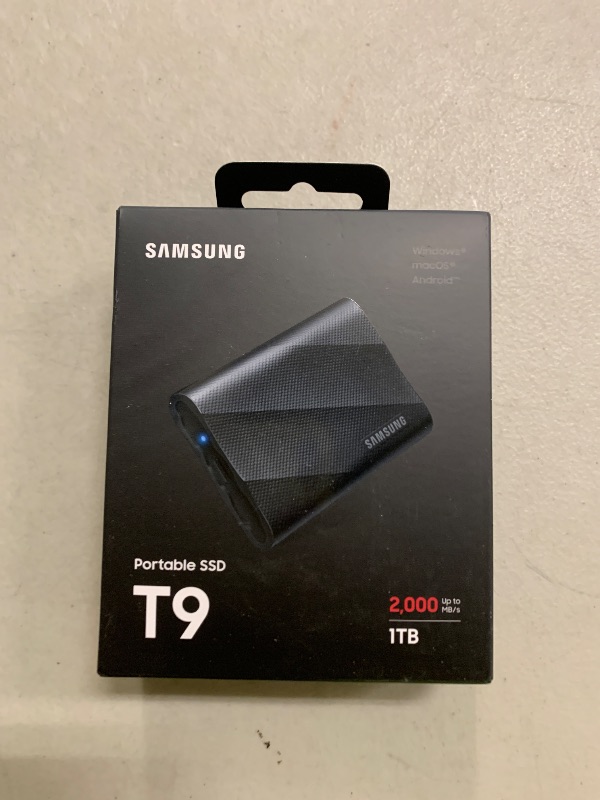 Photo 1 of Samsung T9 Portable SSD 1TB, USB 3.2 Gen 2x2 External Solid State Drive, Seq. Read Speeds Up to 2,000MB/s for Gaming, Students and Professionals, MU-PG1T0B/AM, Black