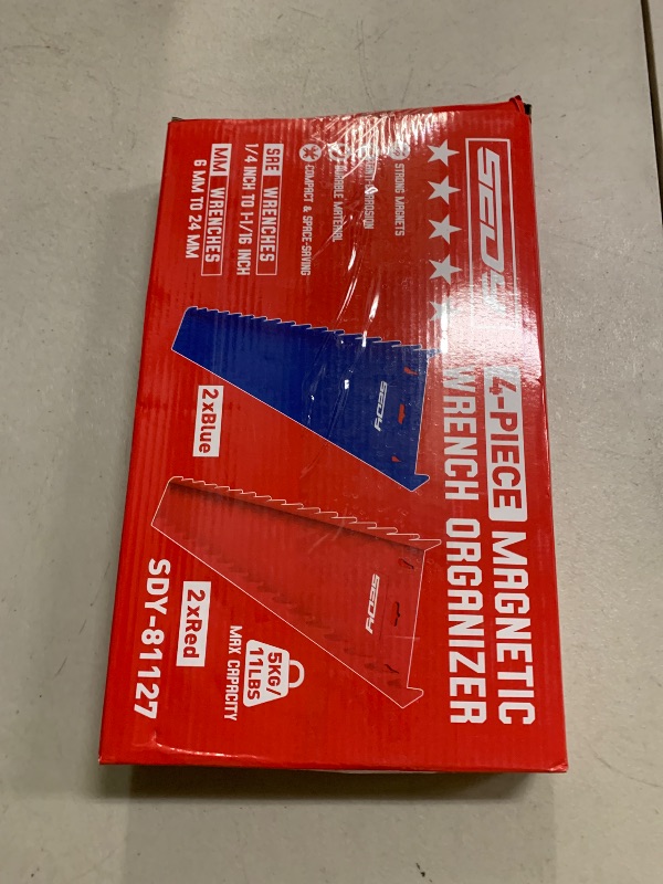 Photo 1 of 4-Pack Magnetic Wrench Organizer, 64-Slot Premium Wrench Rack Holder Tool Trays for Toolboxes Drawer Storage, SAE (1/4" - 1-1/16") & Metric (6mm - 24mm)