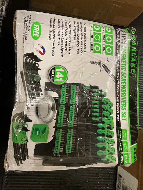 Photo 1 of 141-Piece Magnetic Screwdriver Set with Plastic Rack, Torx/Slotted/Phillips Precision Screwdrivers, SAE & Metric Hex Key Kit, Ratchet Handle & Screwdriver Bits, DIY Tools for Gift