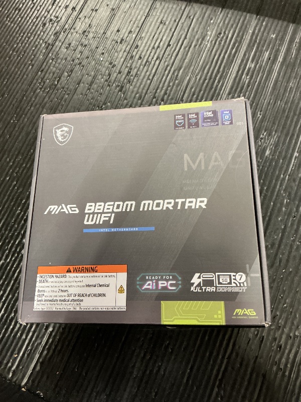 Photo 1 of MSI MAG B860M Mortar WiFi Motherboard, mATX - Supports Intel Core Ultra Processors (Series 2), LGA 1851 - DDR5 Memory Boost 9200+ MT/s OC, 1 x PCIe 5.0 x16, 1 x M.2 Gen5, 5G LAN, Wi-Fi 7