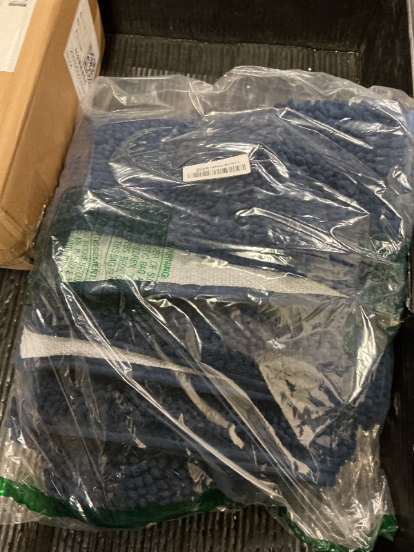 Photo 1 of 3 Pieces Luxury Bathroom Rug Set with U-Shaped Toilet Rug, Non-Slip Rubber Bottom, Thick Microfiber Fluffy Plush, Water absorption, Quick Dry, Ultra Soft, Bath Mats for Bathroom, Tub(Navy Blue)