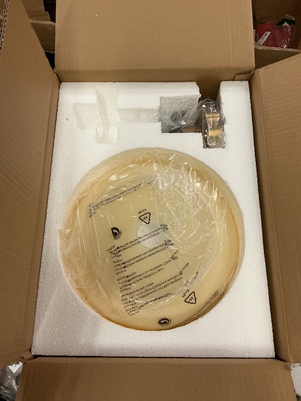 Photo 1 of Qufute Brass Flush Mount Ceiling Light Mid Century Modern Ceiling Light fixtures Brushed Gold Milk Yellow Glass Semi Flush Mount Ceiling Light Farmhouse Hallway Dining Room Ceiling Lamp