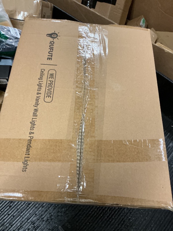 Photo 1 of Qufute Brass Flush Mount Ceiling Light Mid Century Modern Ceiling Light fixtures Brushed Gold Milk Yellow Glass Semi Flush Mount Ceiling Light Farmhouse Hallway Dining Room Ceiling Lamp