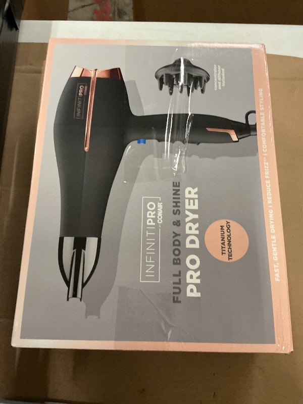 Photo 1 of INFINITI PRO by CONAIR Hair Dryer, 1875W Blow Dryer with Diffuser and Concentrator, Ceramic Technology, 3 Heat & 2 Speed Settings, Cold Shot Button, Black