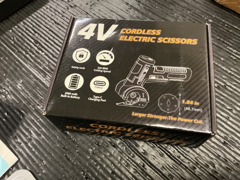 Photo 1 of 2026 Upgraded Cordless Electric Scissors - 1.84"Larger Tungsten Blade & Wider Head, 1/3" Max Thickness & 320RPM High Speed, Dual-Side Safety Lock, Cardboard Cutter for Cardboard, Fabric - Black