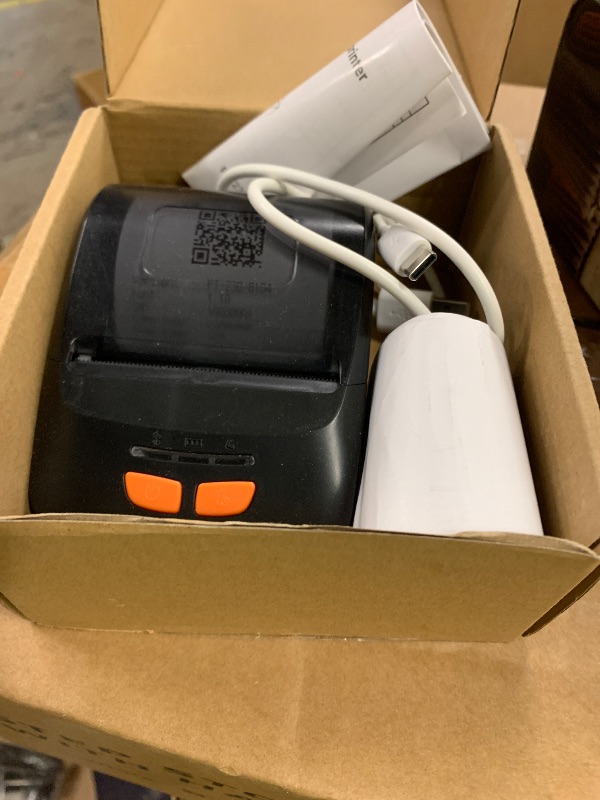 Photo 1 of Hilitand Thermal Label Printer, Thermal Printer with Label Paper Portable POS Barcode Printer Black White Printing Output for Shipping, Desktop Photo Printers