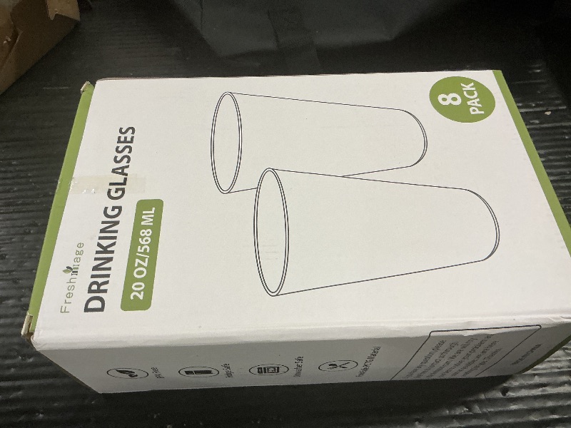 Photo 1 of 20oz Unbreakable Drinking Glasses (Set of 8), All-Clear Reusable Drinking Cups, BPA-Free, Shatter-Proof, Dishwasher & Microwave Safe, Stackable Plastic Tumblers for Home, Outdoor, Camping, Pool
