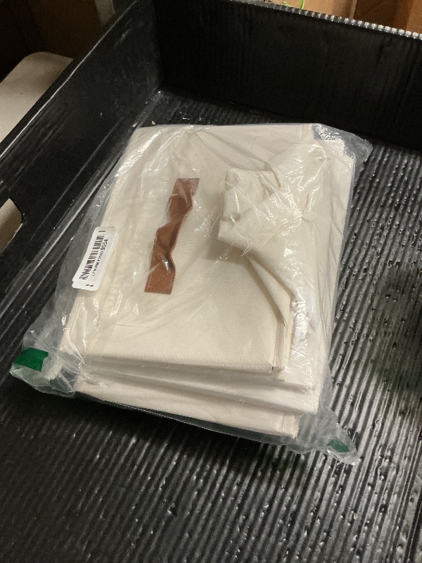 Photo 1 of 4 Pack Large Oxford Fabric Storage Bins, Sturdy Clothes Storage Organizer Baskets with PU Handles, Closets Organizers and Storage, Foldable White Storage Box with Small Box for Shelf, Clothes, Home