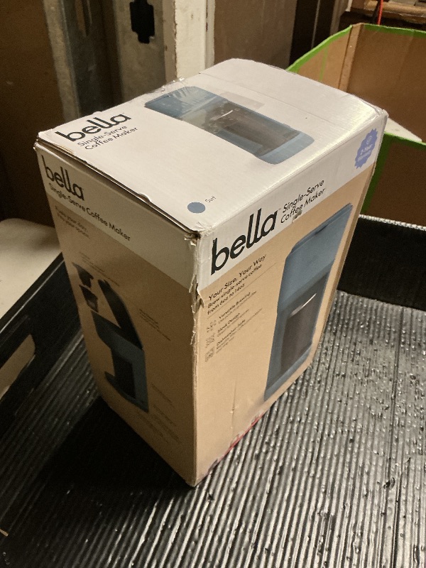 Photo 1 of BELLA Single Serve Coffee Maker, K Cup & Coffee Ground Compatible with Removable, Adjustable Drip Tray, Auto Shutoff & Reusable Dishwasher Safe Accessories, Brews 6oz to 14oz, 1000 Watt, Surf