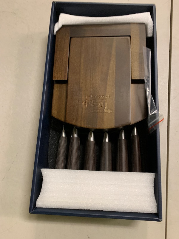 Photo 1 of SYOKAMI Knife Set 7 Piece Japanese Style Kitchen Knife Set With Foldable Magnetic Acacia Wood Block Sharp High Carbon Stainless Steel Knives Set for Kitchen with Anti-slip Handle, Valentine’s Gift