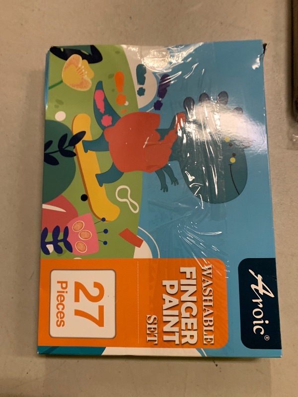 Photo 1 of 27PCS Kids Washable Finger Paint Set, 8 Colors Non Toxic Finger Paints, Finger Paint Paper, Brushes, Sponges, Art Painting Supplies for Toddlers,Finger Painting Supplies for Kids Boys Girls Gifts