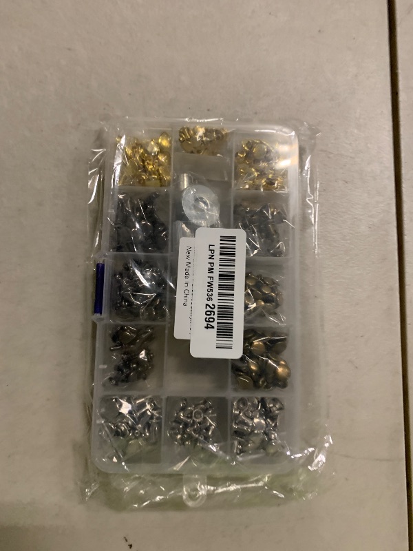 Photo 1 of 240 Sets Leather Rivets Kit, Double Cap Brass Rivets Leather Studs with 3PCS Setting Tools for Leather Repair and Crafts, 4 Colors and 3 Sizes