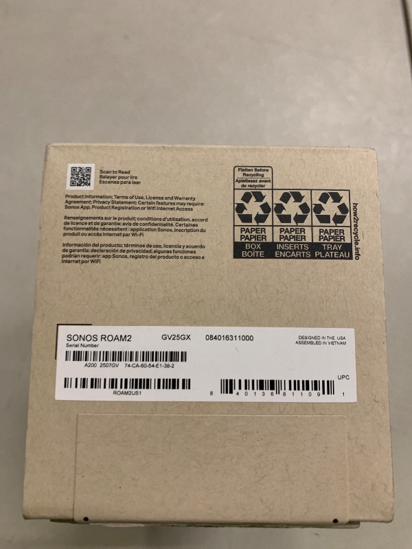 Photo 1 of Sonos Roam 2 - White - Portable Waterproof Bluetooth Speaker