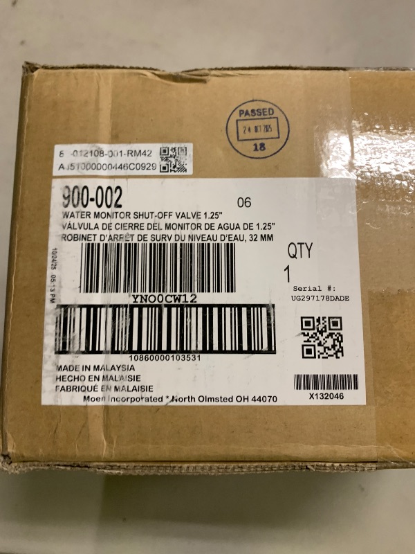 Photo 1 of Moen Flo Smart Water Monitor and Automatic Shutoff Sensor, Wi-Fi Connected Water Leak Detector for 1-1/4-Inch Diameter Pipe, 900-002