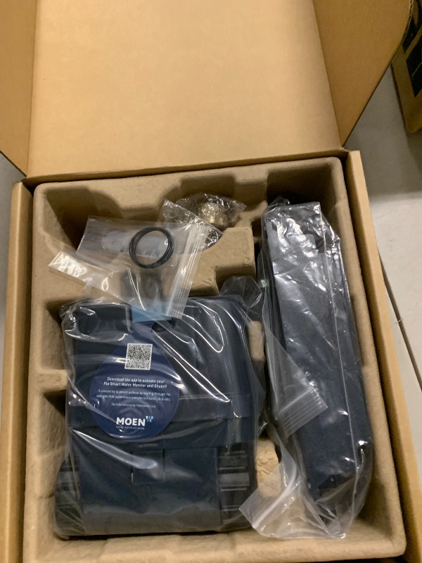 Photo 1 of Moen Flo Smart Water Monitor and Automatic Shutoff Sensor, Wi-Fi Water Leak Detector for 3/4-Inch Diameter Pipe, 900-001