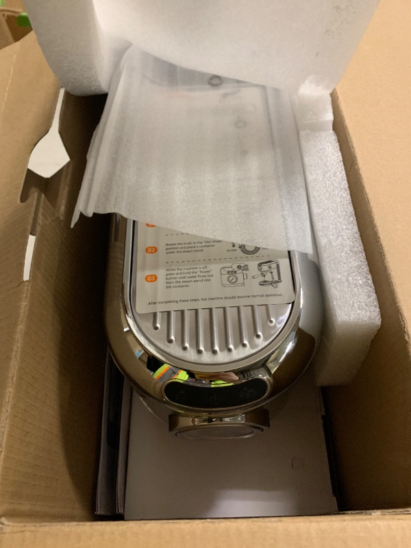 Photo 1 of ANYCOLD Espresso Machine, 20 Bar Compact Espresso Maker with Steam Milk Frother, Stainless Steel Expresso Machines for Home, 34oz Removable Water Tank for Latte, Cappuccino, Silver