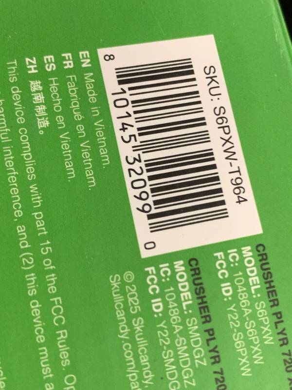 Photo 1 of Skullcandy Crusher PLYR 720 Wireless Gaming Headset, Ultimate Immersion and Comfort, THX Spatial Audio, Multi-Sensory Bass, Removable Mic, Xbox, PC, PlayStation, Wireless Transmitter - Digi-Black Xbox