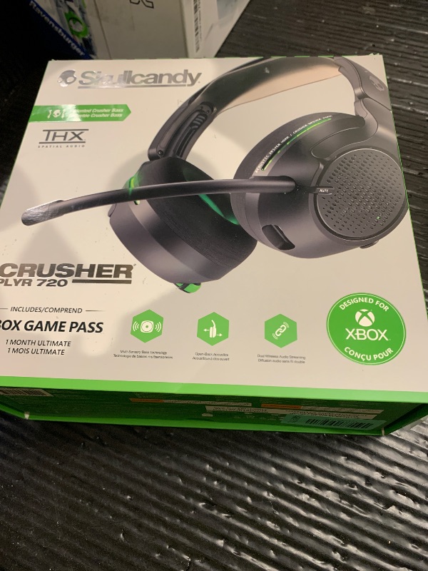 Photo 1 of Skullcandy Crusher PLYR 720 Wireless Gaming Headset, Ultimate Immersion and Comfort, THX Spatial Audio, Multi-Sensory Bass, Removable Mic, Xbox, PC, PlayStation, Wireless Transmitter - Digi-Black Xbox