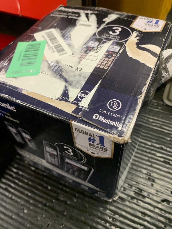 Photo 1 of Panasonic Cordless Phone with Advanced Call Block, Link2Cell Bluetooth, One-Ring Scam Alert, and 2-Way Recording, Phone with Answering Machine, 3 Handsets - KX-TGF973B (Black/Silver Trim)