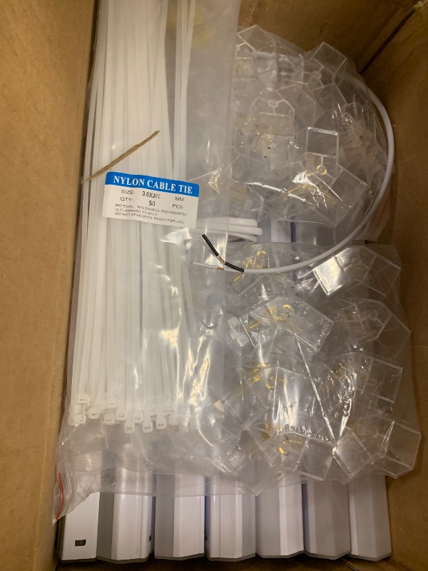 Photo 1 of Updated Bigger Size 5 Grid Hexagon Garage LED Lights with Widen 1.33IN Illuminated Surface, 25 Pack, 26400LM Led Lights System for Garage, Basement,Warehouse (White Edge)Patent No.US0D1109406S