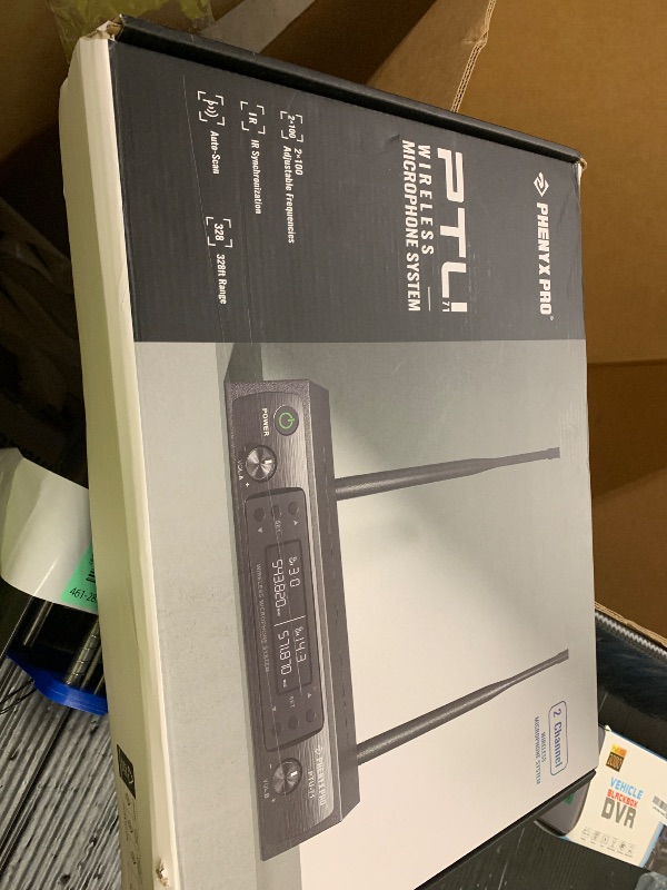 Photo 1 of Phenyx Pro Wireless Microphone System, Dual Wireless Mics,w/ 2 Handhelds, Auto Scan,2x100 UHF Frequencies,328ft Range,Dynamic Microphone for Singing, Karaoke, Church(PTU-71-2H)