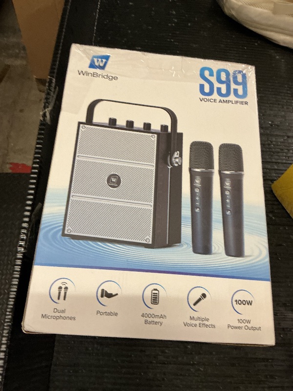 Photo 1 of 100W Powerful Voice Amplifier with 2 Wireless Microphones, Big Pro Sound Portable Speaker with Microphone, Bluetooth Speaker PA System Karaoke Machine Support BT/USB/TF Card/Aux/Guitar S99