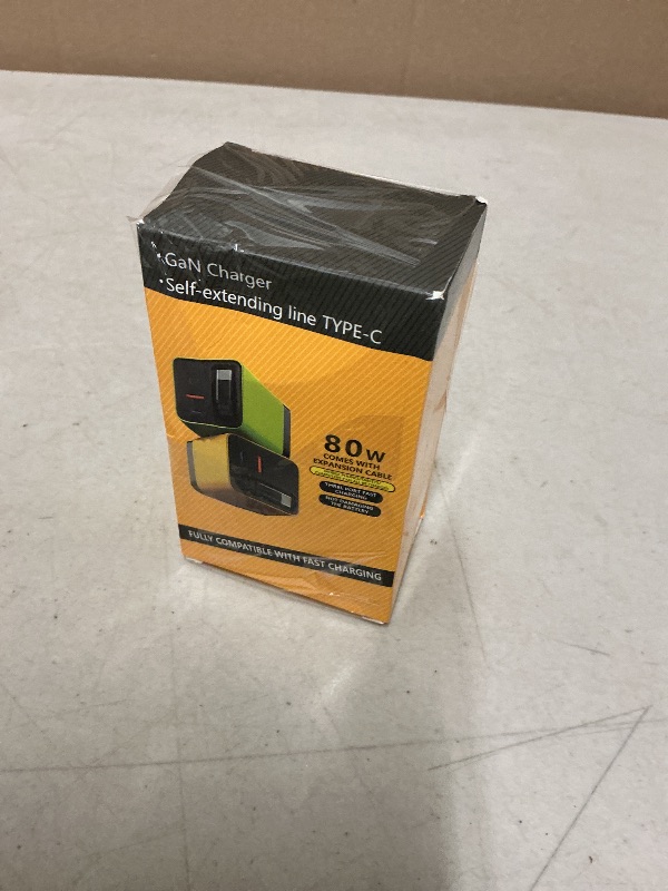 Photo 1 of 3 in 1 GaN Charger,80w Fast Charger Adapter with Type-C Cable & 2 USB Ports,Multi-Functional Retractable All in one Charger for Phone,Tablets,laptops (Yellow)