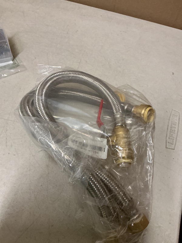 Photo 1 of 3/4" Ball Valve x 3/4" FIP x 24" Water Heater Hose Connector, Stainless Steel Braided Corrugated Flexible Water Heater Connector, Push To Connect Brass Plumbing Fitting, Copper, Pex, CPVC, 2 Pack