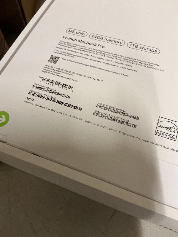 Photo 1 of Apple 2025 MacBook Pro Laptop with M5 chip with 10?core CPU and 10?core GPU: Built for Apple Intelligence, 14.2-inch Liquid Retina XDR Display, 24GB Unified Memory, 1TB SSD Storage; Space Black