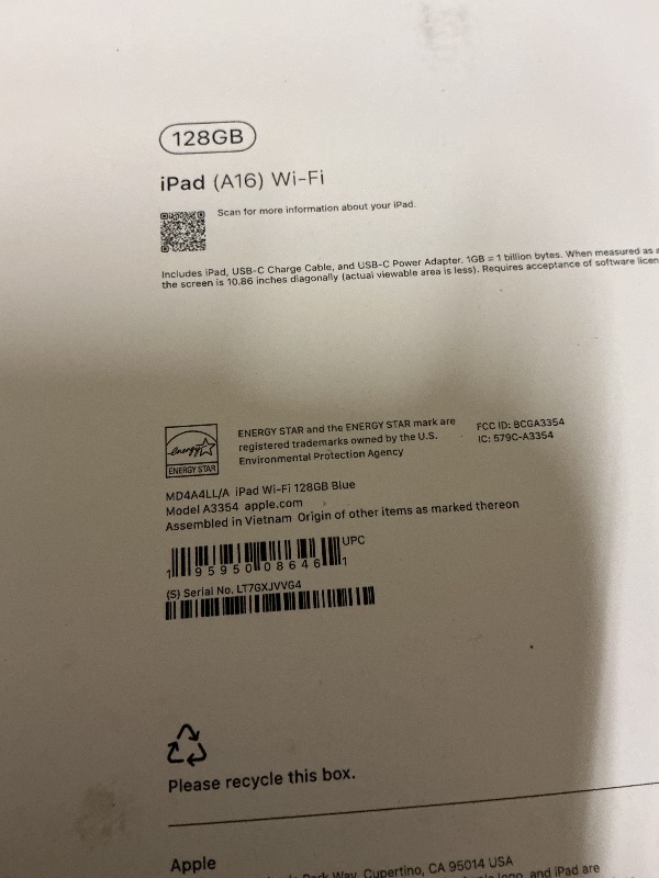 Photo 1 of Apple iPad 11-inch: A16 chip, 11-inch Model, Liquid Retina Display, 128GB, Wi-Fi 6, 12MP Front/12MP Back Camera, Touch ID, All-Day Battery Life — Blue