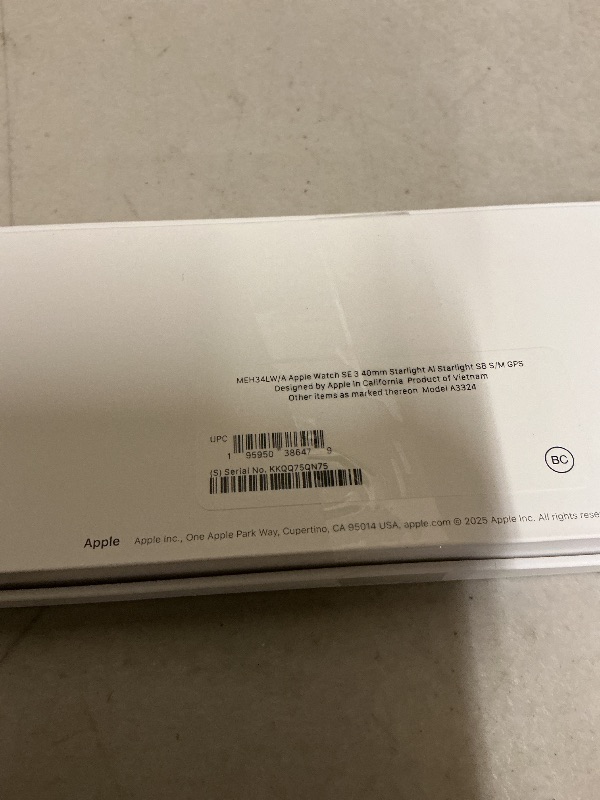 Photo 1 of Apple Watch SE 3 [GPS 40mm] Smartwatch with Starlight Aluminum Case with Starlight Sport Band - S/M. Fitness and Sleep Trackers, Heart Rate Monitor, Always-On Display, Water Resistant