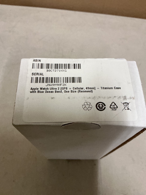 Photo 1 of Apple Watch Ultra 2 [GPS + Cellular, 49mm] - Titanium Case with Blue Ocean Band, One Size (Renewed)