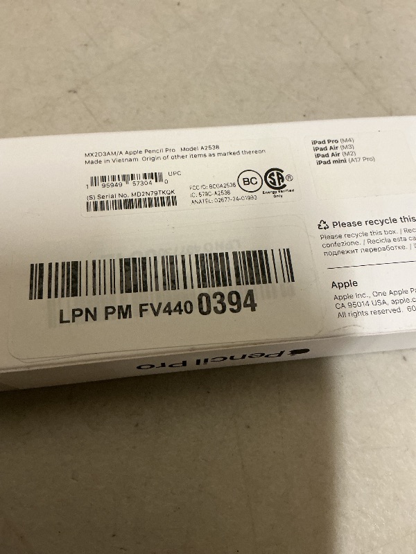 Photo 1 of Apple Pencil Pro: Latest Model - Device Compatibility Check Required - Pixel-Perfect Precision, Tilt and Pressure Sensitivity, Perfect for Note-Taking, Drawing, and Art. Charges and Pairs Magnetically