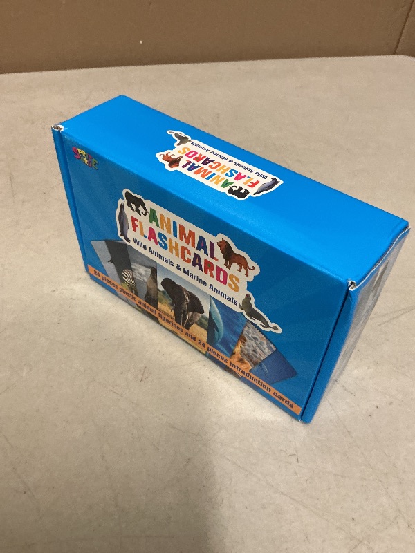 Photo 1 of 24PCS Animal Figurines with 24 Introducing Flashcards, Wild & Marine Animal Figures Safari and Underwater Creature Learning Montessori Toys Science Educational Matching Game for Homeschool, Kids